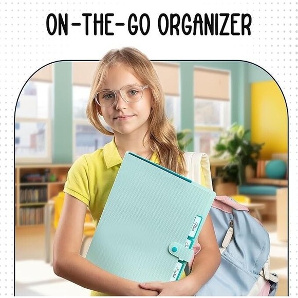 5 Pocket Snap Textured Accordion Folder Light Green New - Picture 3 of 3